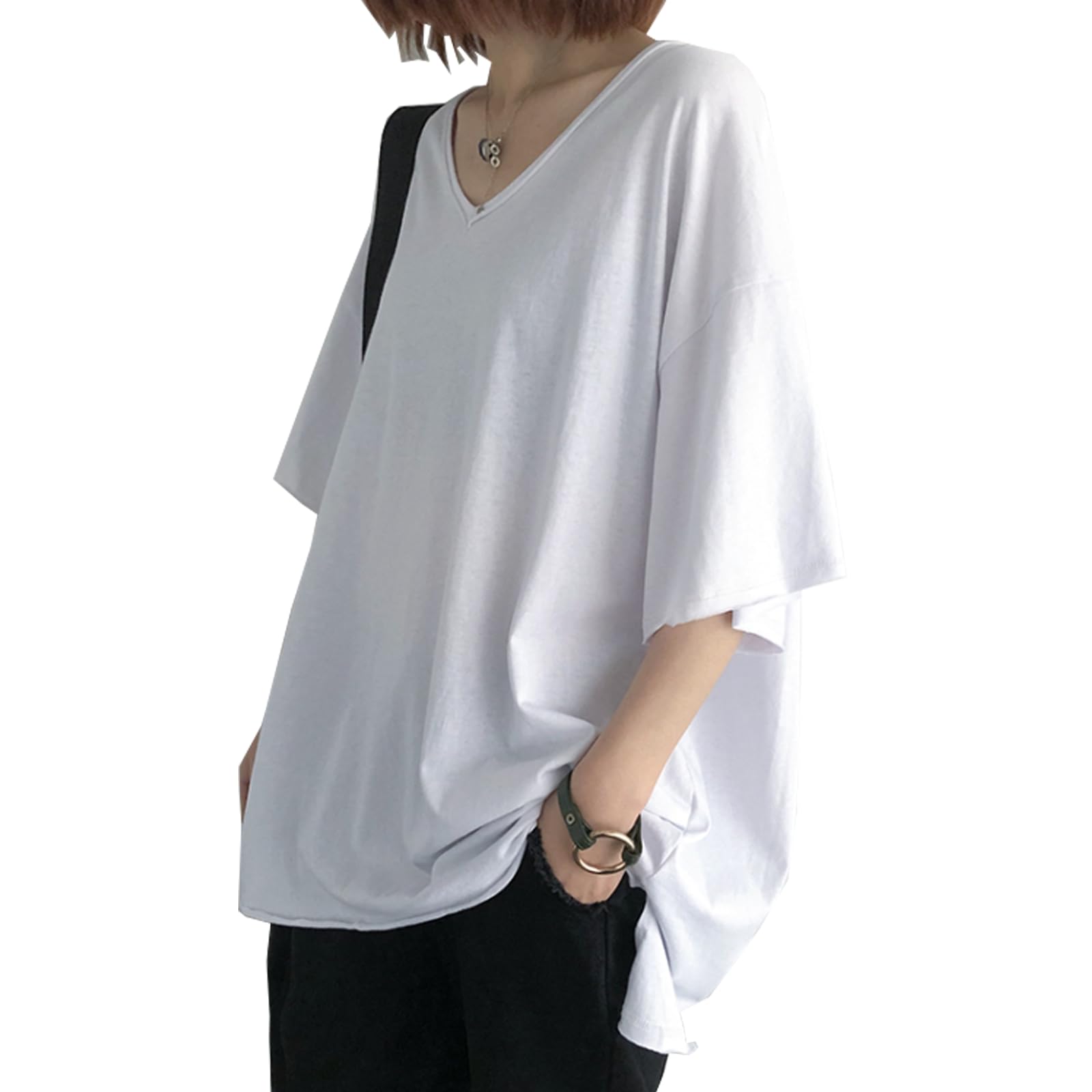 CoeFodMavo Short Sleeve with Loose Oversized Solid Office Plus Sizes Everyday Women s V-Neck T-Shirt Slit, 100% Cotton, Fit, Silhouette, Color, белый
CoeFodMavo Short Sleeve with Loose Oversized Solid Office Plus Sizes Everyday Women s V-Neck T-Shirt Slit, 100% Cotton, Fit, Silhouette, Color, белый