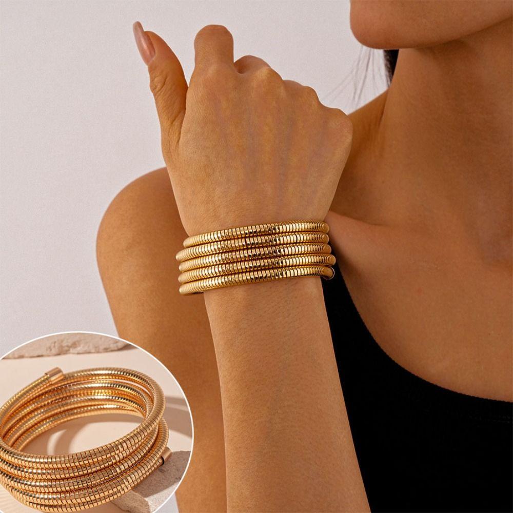 Gold Color Spring Wrapped Elastic Bracelet Alloy Stackable Bangle Jewelry Accessories срібний
Gold Color Spring Wrapped Elastic Bracelet Alloy Stackable Bangle Jewelry Accessories срібний