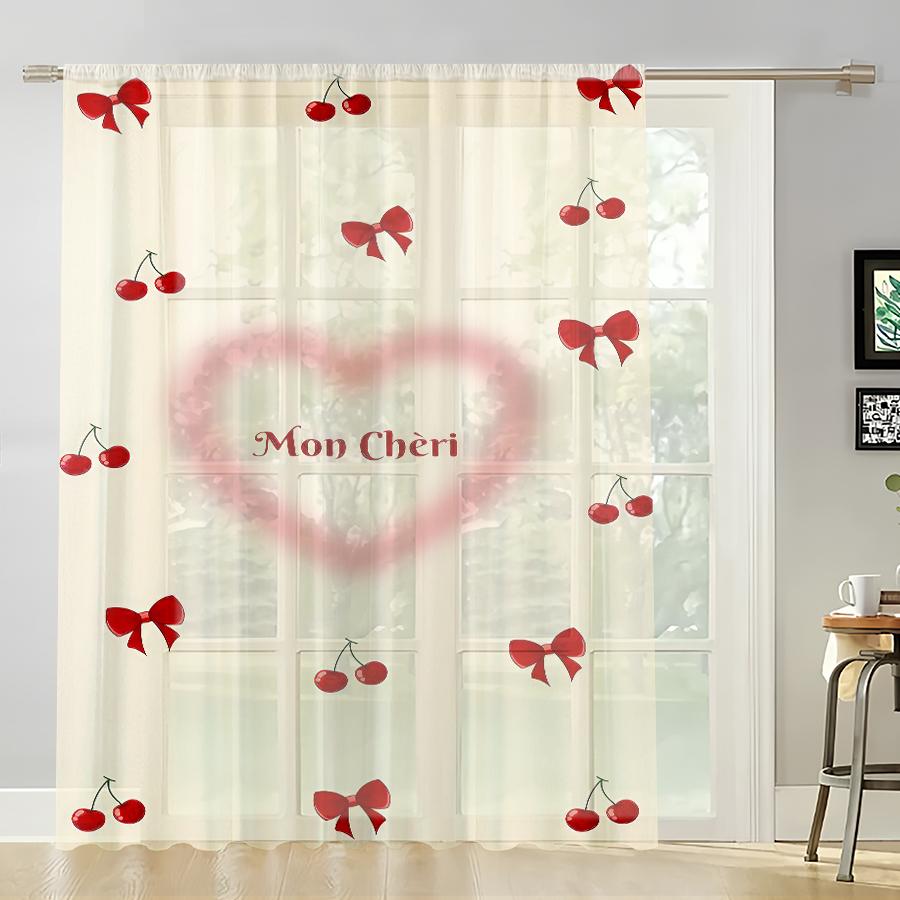 White Cherry Bow Decorative Gauze Curtain Romantic Festive Universal Bedroom Living Room Curtains Single Panel Made Of Polyester Decor W100*H70(CM)-Grommet top&2PCS
White Cherry Bow Decorative Gauze Curtain Romantic Festive Universal Bedroom Living Room Curtains Single Panel Made Of Polyester Decor W100*H70(CM)-Grommet top&2PCS