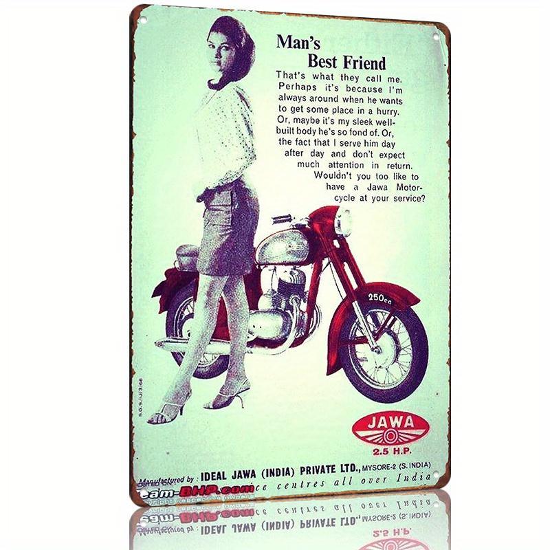Vintage Jawa Motorcycle Advertisement Metal Poster Retro Garage Decor with Woman Rider for Mans Best Friend Text Heavy 20x30cm(7.8x11.8inch)
Vintage Jawa Motorcycle Advertisement Metal Poster Retro Garage Decor with Woman Rider for Mans Best Friend Text Heavy 20x30cm(7.8x11.8inch)