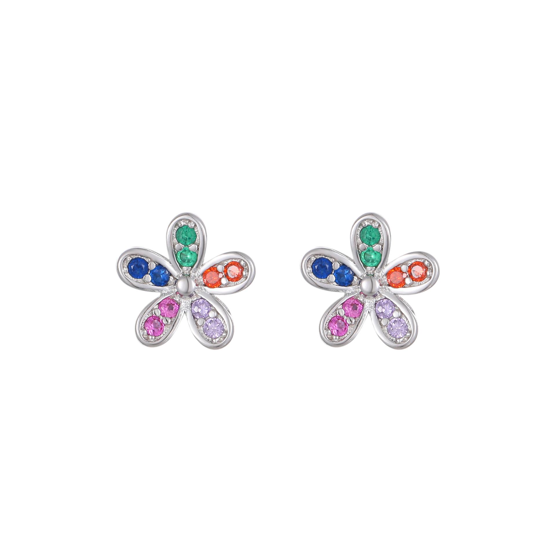 Luxury 18K Gold Plated S925 Silver Rainbow Flower Cluster Stud Earrings, Sparkling Multi-Color CZ Floral Earrings for Women срібний
Luxury 18K Gold Plated S925 Silver Rainbow Flower Cluster Stud Earrings, Sparkling Multi-Color CZ Floral Earrings for Women срібний