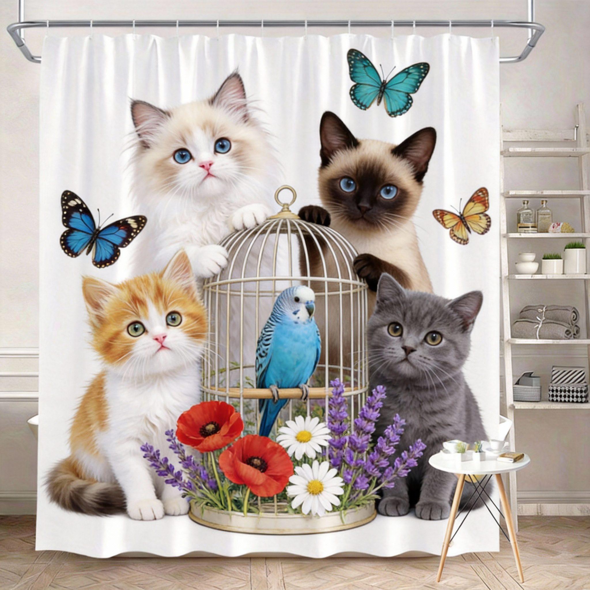 Floral Kitten Shower Curtain 180X180Cm – Digital Art With Colorful Blooms & Butterflies, Cute Bathroom Decor, 12 Hooks W60H190(CM)-1 Pcs
Floral Kitten Shower Curtain 180X180Cm – Digital Art With Colorful Blooms & Butterflies, Cute Bathroom Decor, 12 Hooks W60H190(CM)-1 Pcs