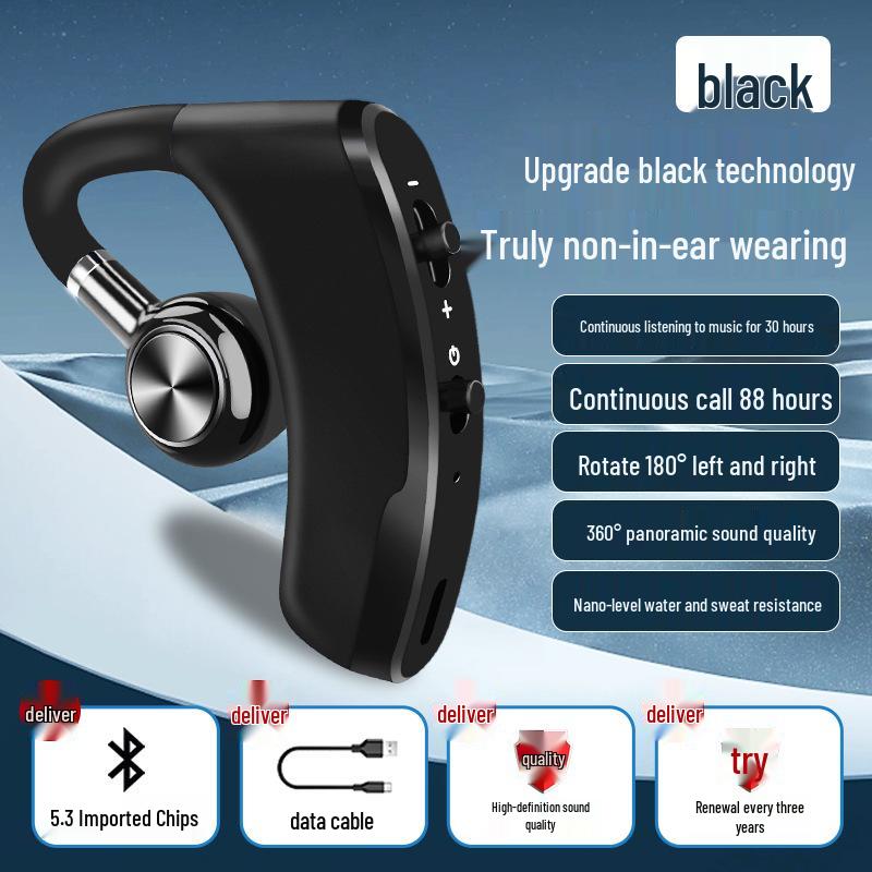 V98 Bluetooth Cross-border Wireless Ear-hook Headset - Single Ear, Ideal for Business Calls in the Car, Non-In-Ear Design чорний
V98 Bluetooth Cross-border Wireless Ear-hook Headset - Single Ear, Ideal for Business Calls in the Car, Non-In-Ear Design чорний