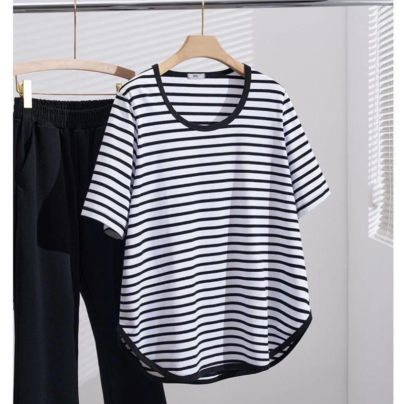 T-shirt Women Stripe Summer Casual Large Size Loose Round Neck Pullover Short-sleeved Tops XXXL білий
T-shirt Women Stripe Summer Casual Large Size Loose Round Neck Pullover Short-sleeved Tops XXXL білий