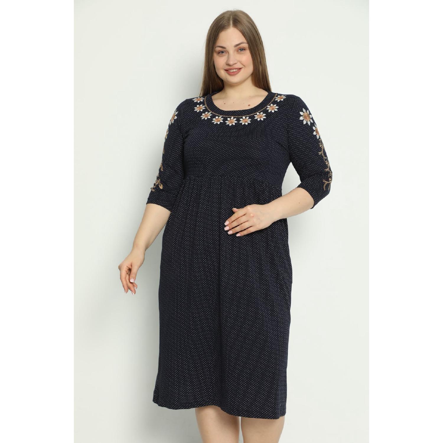 Women s Patterned Pocket Embroidery Detailed Large Size Combed Modal Cotton Dress XL Темно-синій
Women s Patterned Pocket Embroidery Detailed Large Size Combed Modal Cotton Dress XL Темно-синій