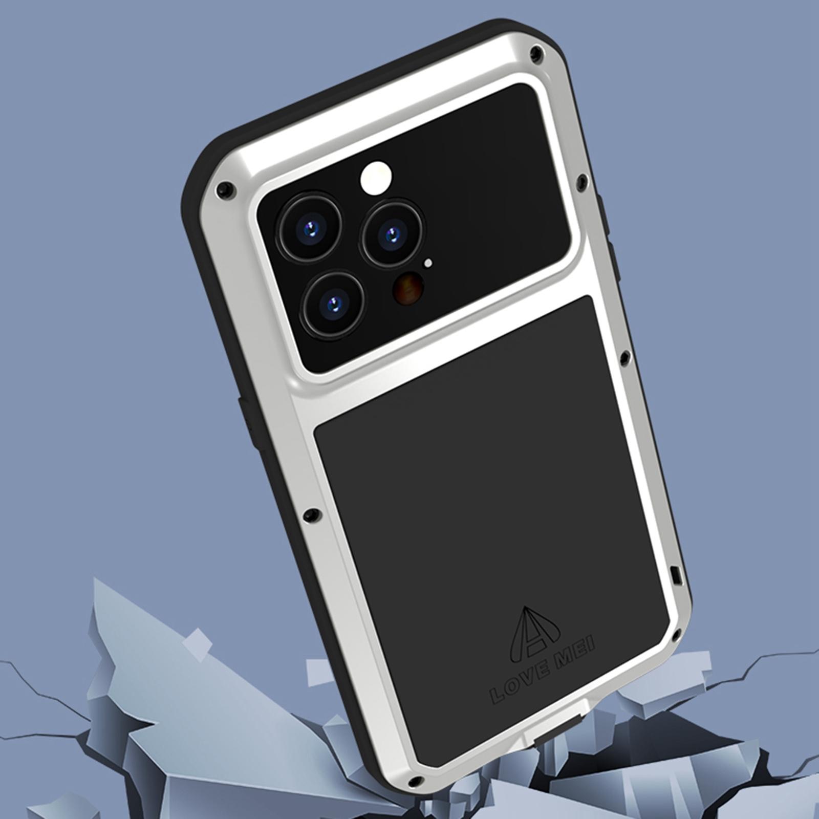 LOVE MEI For iPhone 14 Pro Max Silicone+Metal Shockproof Dust-proof Case Full Protection Splash-proof Phone Cover with Tempered Glass Film Black
LOVE MEI For iPhone 14 Pro Max Silicone+Metal Shockproof Dust-proof Case Full Protection Splash-proof Phone Cover with Tempered Glass Film Black