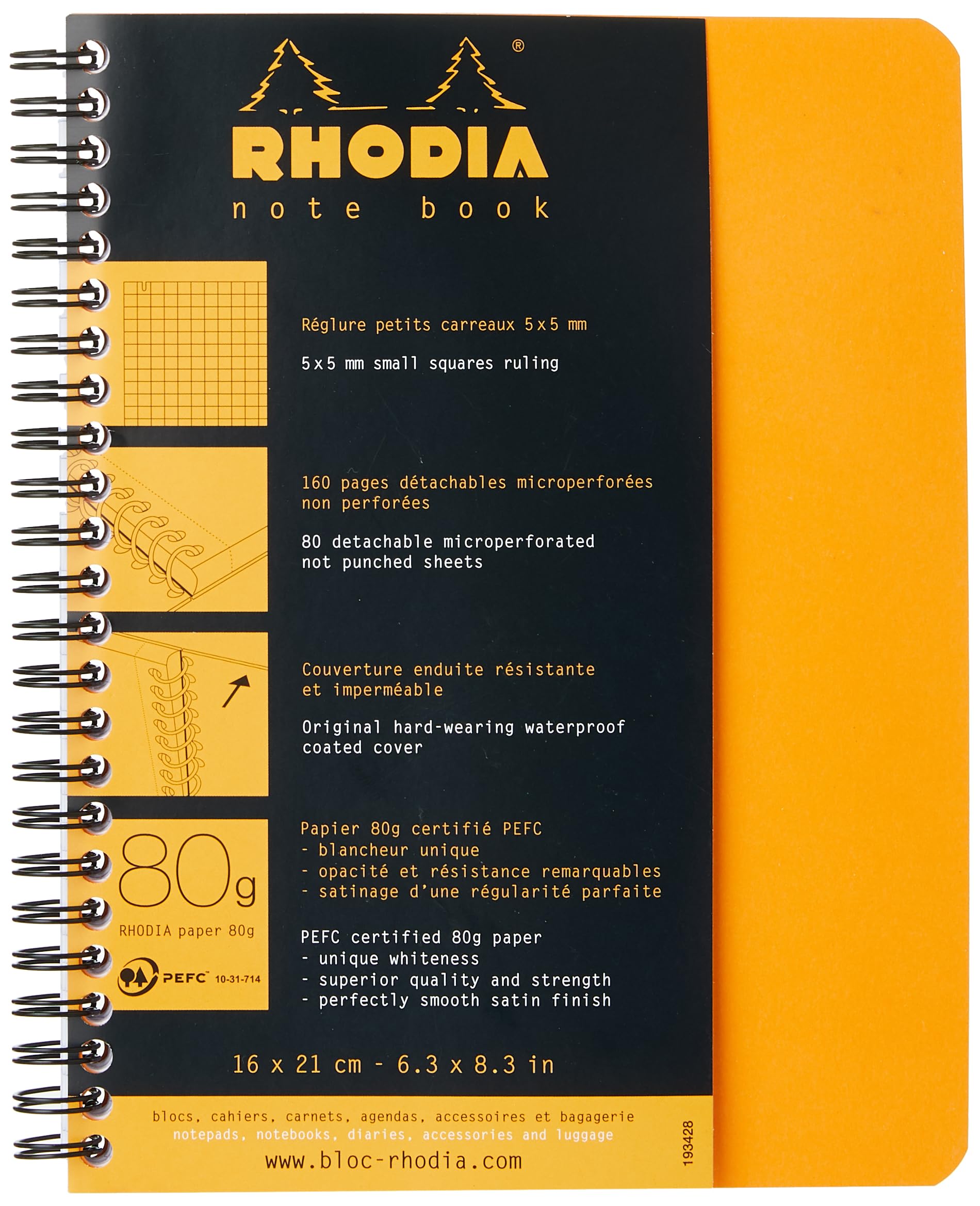RHODIA Double Ring Notebook A5 160 pages 5mm grid ruled Water repellent cover Perforated PEFC certified Orange RHODIA Classic cf193428
RHODIA Double Ring Notebook A5 160 pages 5mm grid ruled Water repellent cover Perforated PEFC certified Orange RHODIA Classic cf193428