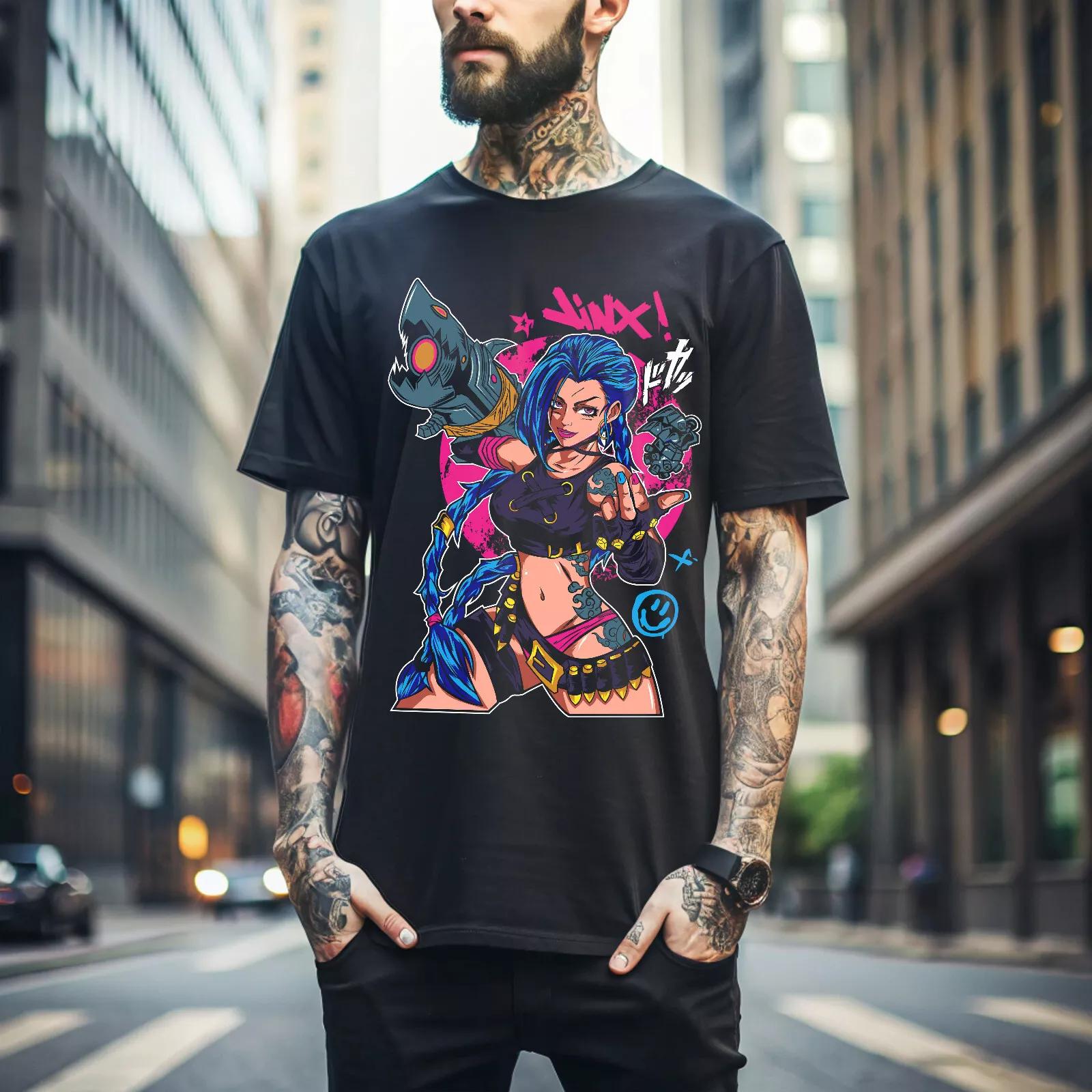 100% cotton TOPS UNISEX TEES MENS WOMENS Jinx Arcane T-Shirt Japanese Anime Cartoon Jinx Black T-Shirt 043 S
100% cotton TOPS UNISEX TEES MENS WOMENS Jinx Arcane T-Shirt Japanese Anime Cartoon Jinx Black T-Shirt 043 S