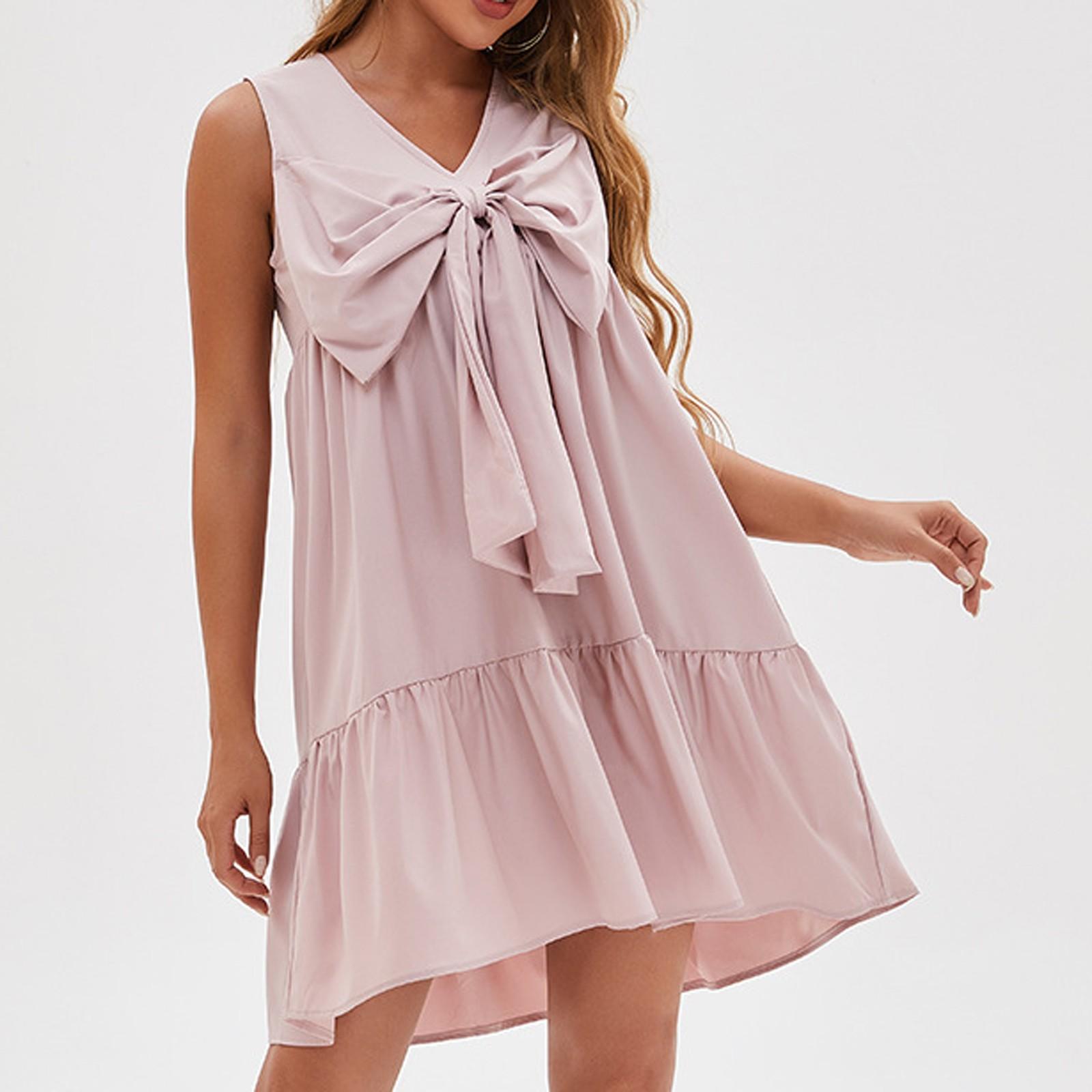 Women s Casual Loose Large Bow Sleeveless Solid Color Dress Sleeveless Solid Color Dress S рожевий
Women s Casual Loose Large Bow Sleeveless Solid Color Dress Sleeveless Solid Color Dress S рожевий