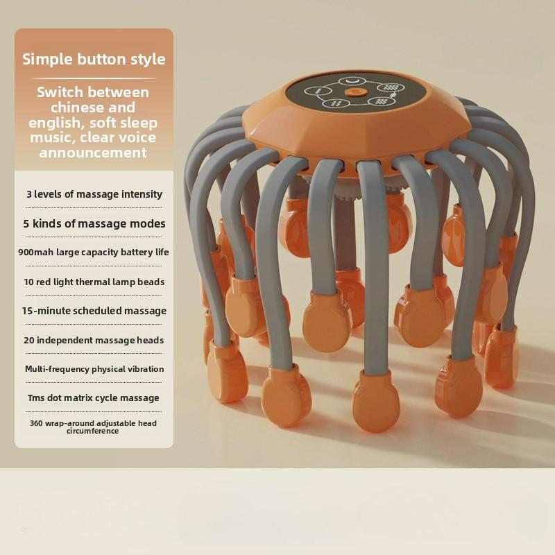 20 Massage Heads Orange Scalp Massager - Red Light Vibrating Octopus Scratcher for Relaxation, Stress Relief помаранчевий
20 Massage Heads Orange Scalp Massager - Red Light Vibrating Octopus Scratcher for Relaxation, Stress Relief помаранчевий