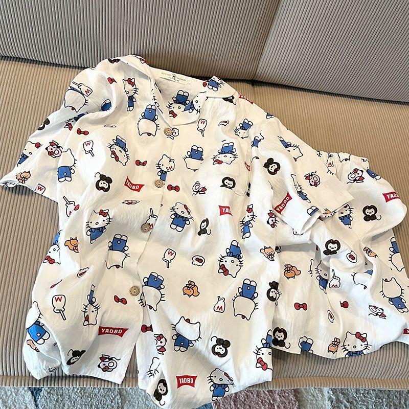 Summer can wear Hello Kitty print pajamas women s summer short-sleeved shorts set student dormitory loungewear S
Summer can wear Hello Kitty print pajamas women s summer short-sleeved shorts set student dormitory loungewear S