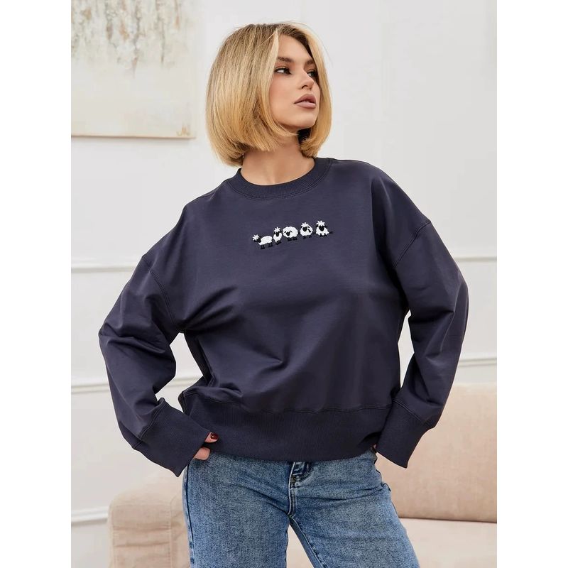 Loose Printed Top Fashion Wind New Fashion Casual Floral Print Long Sleeve Pullover Loose Crew Neck Top Dark gray (thin/thin) S
Loose Printed Top Fashion Wind New Fashion Casual Floral Print Long Sleeve Pullover Loose Crew Neck Top Dark gray (thin/thin) S