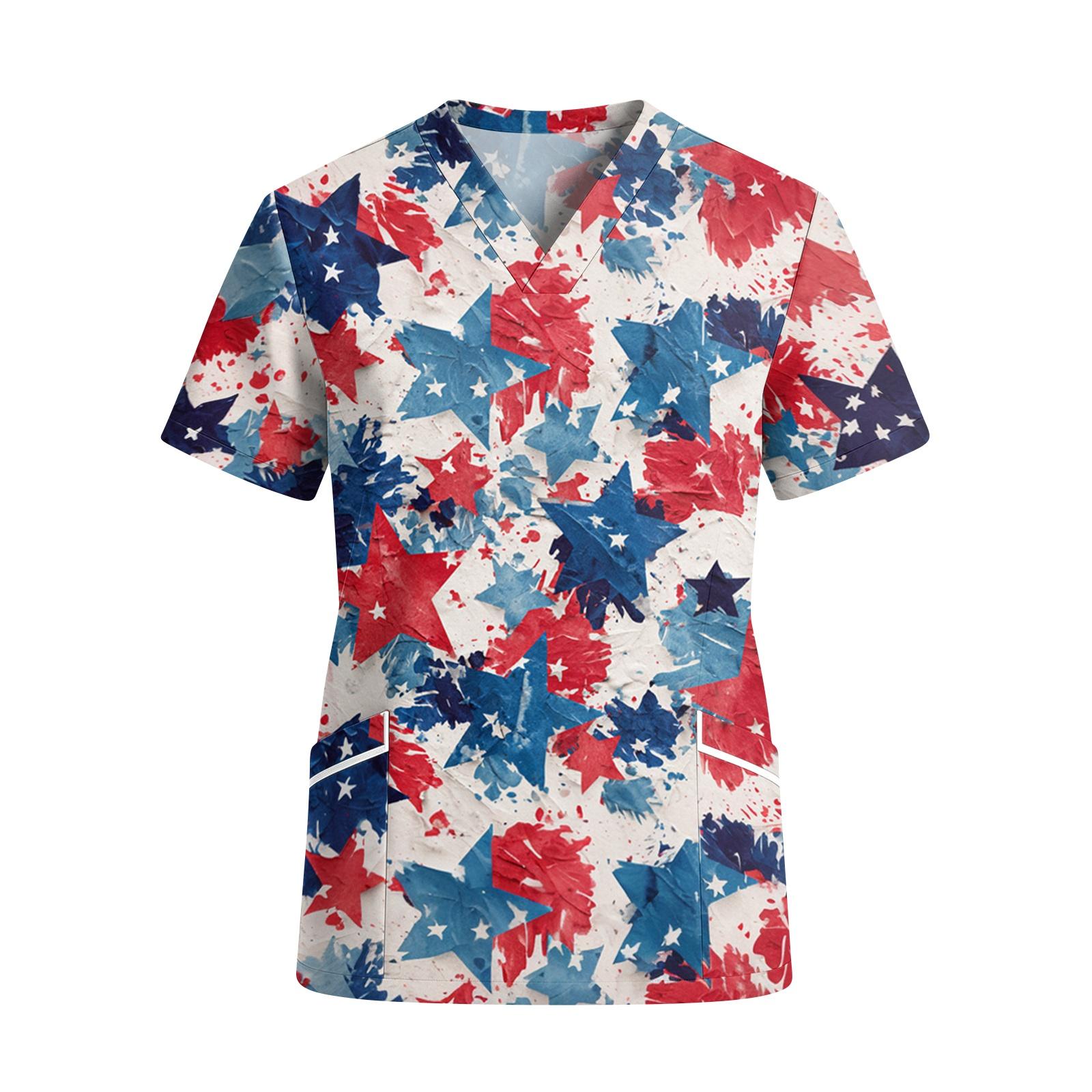 Women s V Neck Short Sleeve Work Shirt with Pockets Independence Day Star Print Casual Top for Everyday Wear XL
Women s V Neck Short Sleeve Work Shirt with Pockets Independence Day Star Print Casual Top for Everyday Wear XL