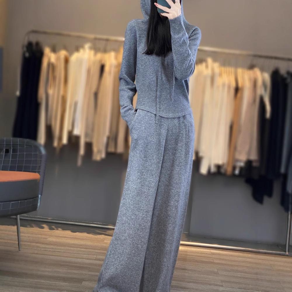 2024 Autumn Wool Pants & Hooded Knit Sweatshirt: Korean Style Socialite Slim-Fit Gray Two-Piece Set L
2024 Autumn Wool Pants & Hooded Knit Sweatshirt: Korean Style Socialite Slim-Fit Gray Two-Piece Set L