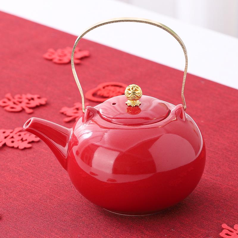 Red Ceramic Wedding Teapot & Water Cup Set - Festive Large-Handled Pot for Banquet and Dowry
Red Ceramic Wedding Teapot & Water Cup Set - Festive Large-Handled Pot for Banquet and Dowry
