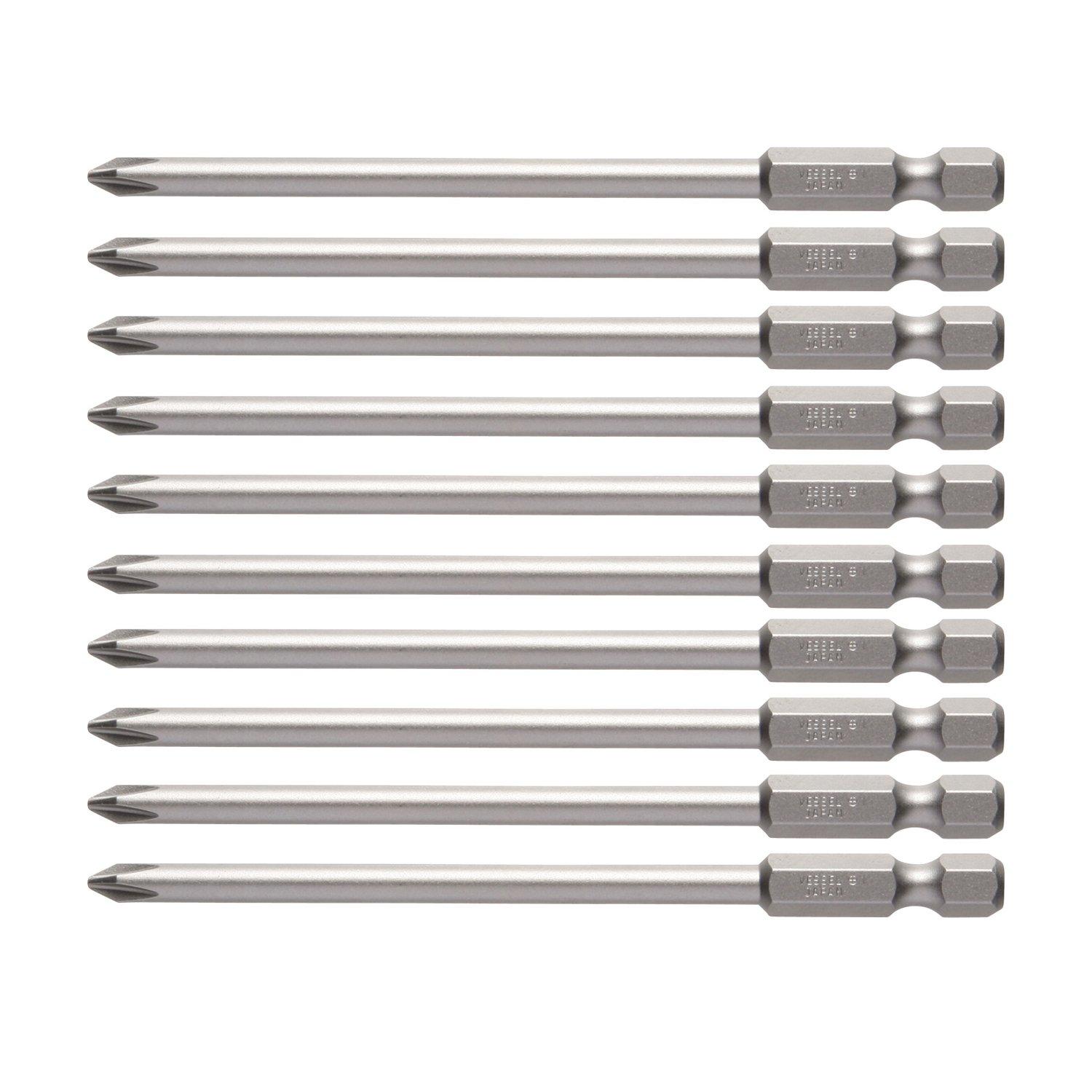 VESSEL Driver Bit for Air and Electric Screwdrivers +1 x 4.5 x 100mm Set of 10 Hardness: H (High Hardness) B35 ZP
VESSEL Driver Bit for Air and Electric Screwdrivers +1 x 4.5 x 100mm Set of 10 Hardness: H (High Hardness) B35 ZP