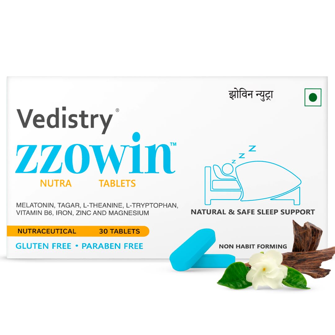 Zzowin Sleep Support Tablets 5mg Melatonin | Deep Restful Sleep Aid | 30 Tablets Pack of 1 | Fast Sleep & Relaxation Formula
Zzowin Sleep Support Tablets 5mg Melatonin | Deep Restful Sleep Aid | 30 Tablets Pack of 1 | Fast Sleep & Relaxation Formula