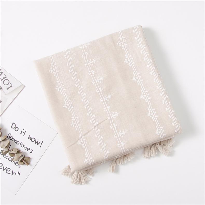 Пасторальный весенне-летний шарф из хлопка и льна : Солнцезащитная шаль для путешествий для женщин с цветочным принтом 180*90 cm