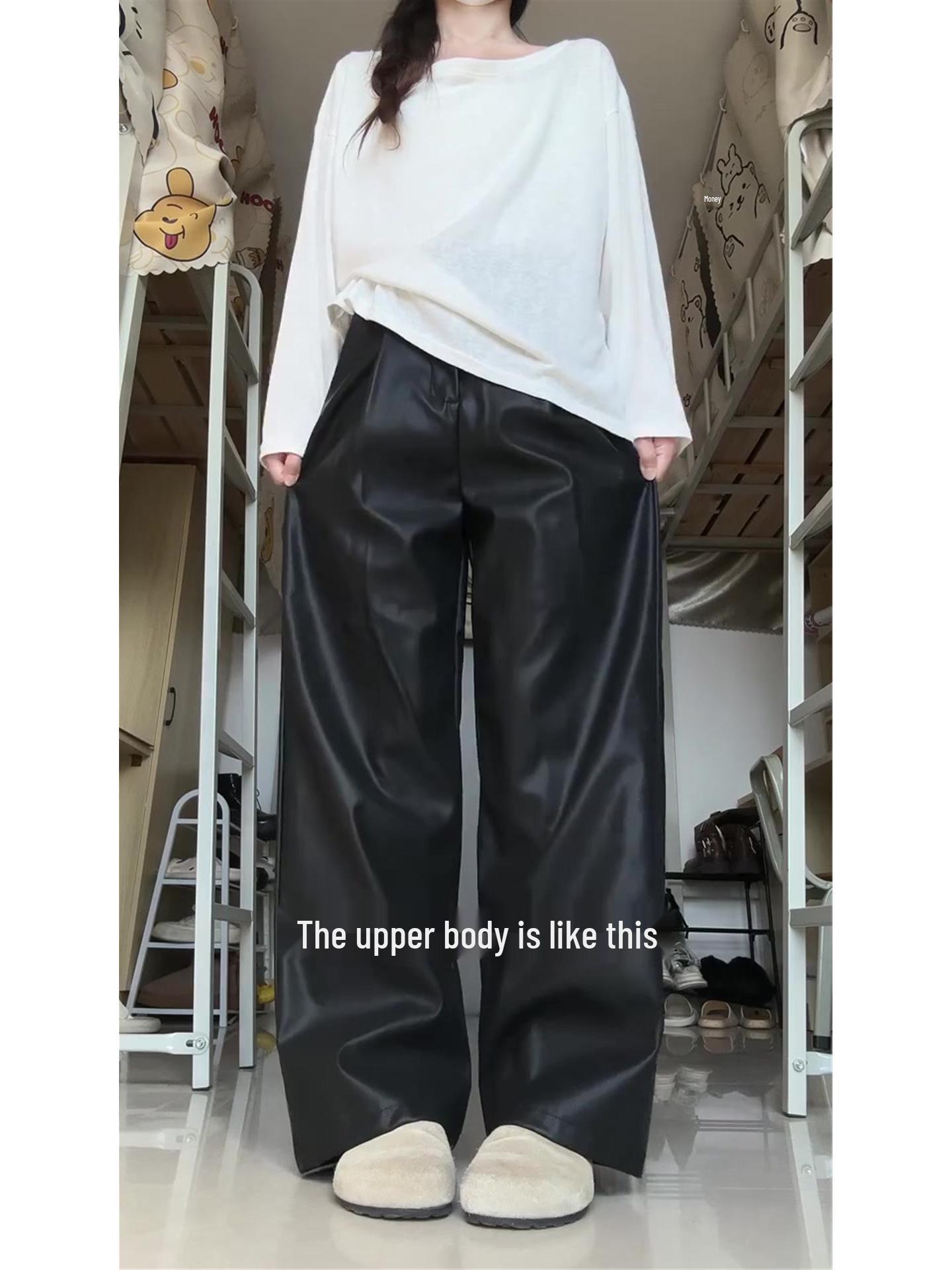 Plus Size Women s Black PU Leather High Waist Loose Straight Leg Trousers - Spring/Autumn Wide Leg Floor Length Casual Pants American Style 5XL
Plus Size Women s Black PU Leather High Waist Loose Straight Leg Trousers - Spring/Autumn Wide Leg Floor Length Casual Pants American Style 5XL