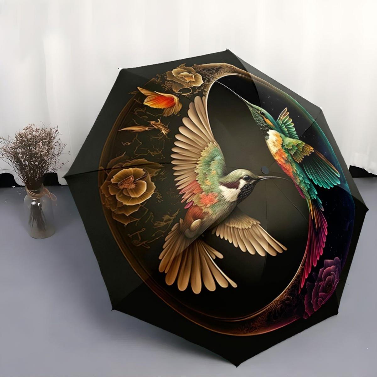 Automatic Open/Close Umbrella with One-Touch Button - Elegant Floral & Hummingbird Design, Compact Travel Umbrella with 8-Rib Iron&8K
Automatic Open/Close Umbrella with One-Touch Button - Elegant Floral & Hummingbird Design, Compact Travel Umbrella with 8-Rib Iron&8K