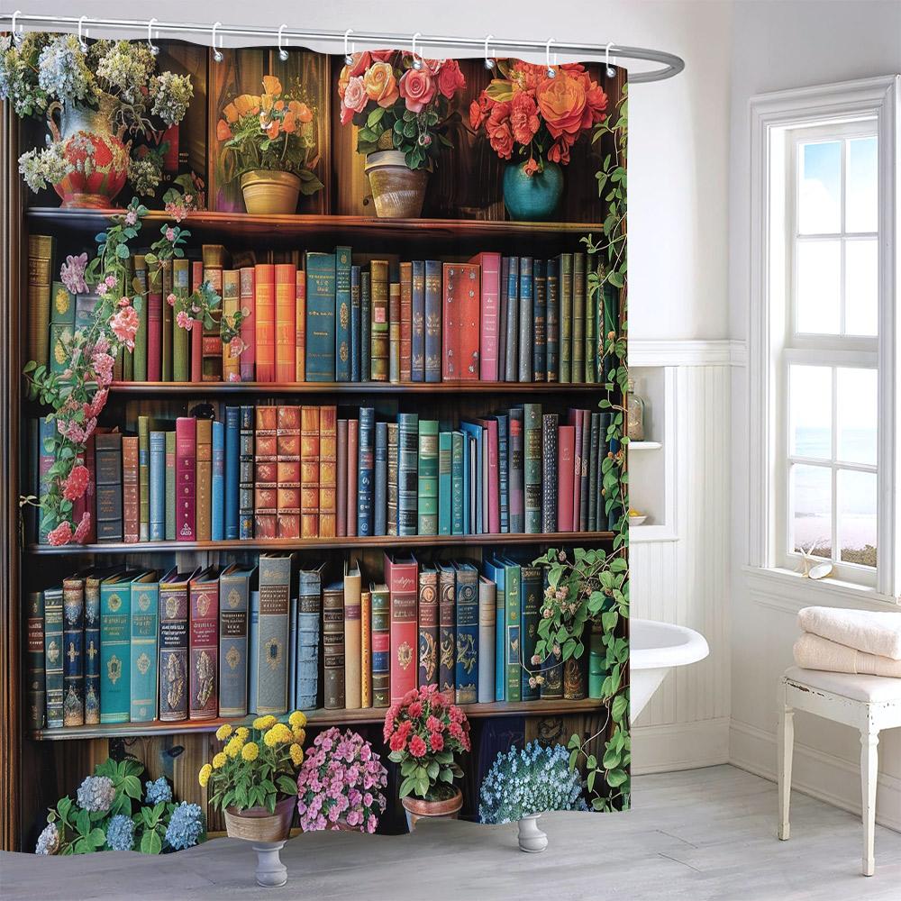 Vintage Bookshelf Shower Curtain Bohemian Botanical Flower Filled Bookshelf Polyester Fabric Shower Curtains Bathroom Decoration W60H190(CM)-1 Pcs
Vintage Bookshelf Shower Curtain Bohemian Botanical Flower Filled Bookshelf Polyester Fabric Shower Curtains Bathroom Decoration W60H190(CM)-1 Pcs