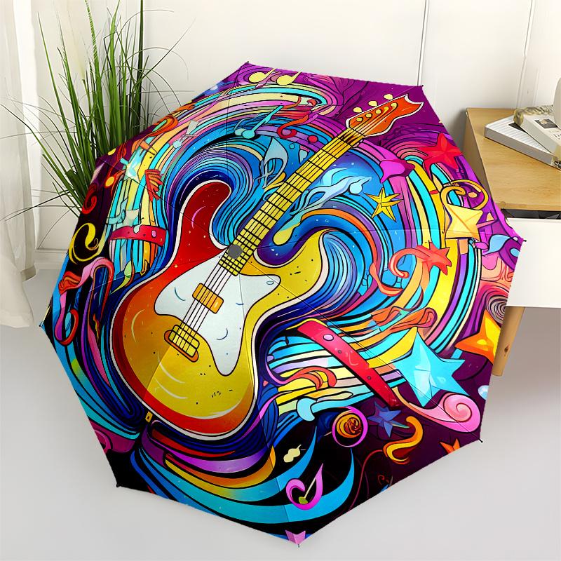 Guitar Art Automatic folding umbrella simple eight rib design, bright color pattern, durable iron frame, ideal for travel and outdoor, beac
Guitar Art Automatic folding umbrella simple eight rib design, bright color pattern, durable iron frame, ideal for travel and outdoor, beac