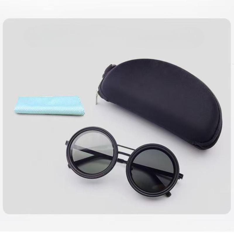 Очки с вращающимися линзами — регулируемая яркость, оправа из сплава, черные с серыми линзами, идеально подходят для костюмированных вечеринок и модных аксессуаров чёрный