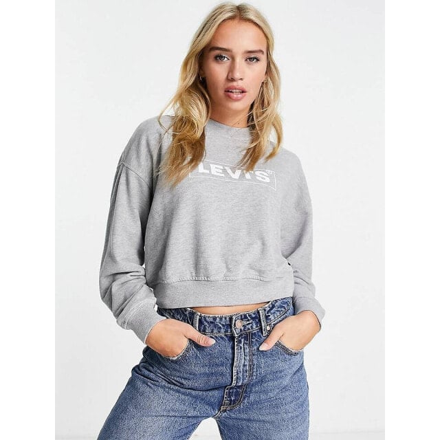 Серый свитер с круглым вырезом и логотипом летучая мышь Levi s 
Серый свитер с круглым вырезом и логотипом летучая мышь Levi s