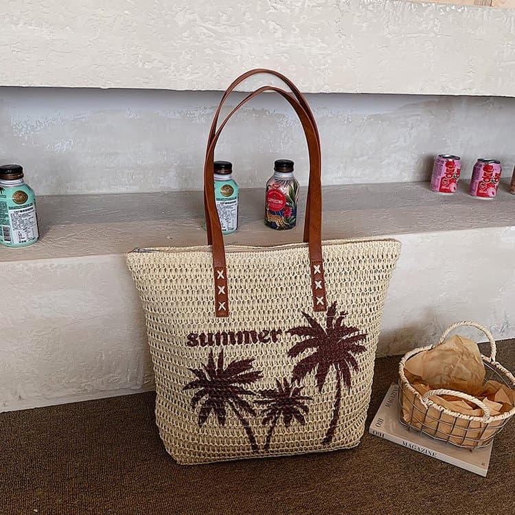 Coconut Embroidered Straw Tote Bag Women s Shoulder Bag бежевий
Coconut Embroidered Straw Tote Bag Women s Shoulder Bag бежевий