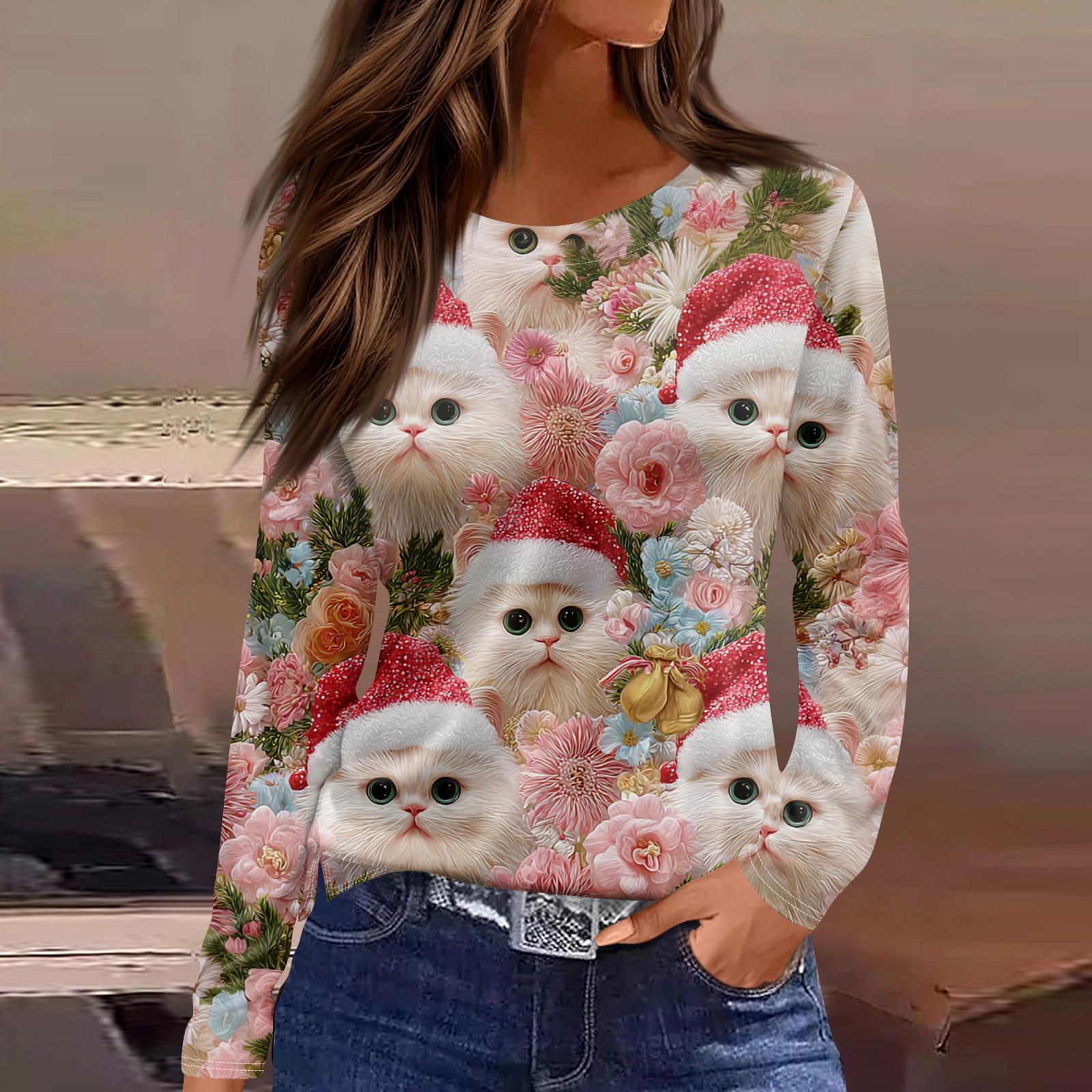 Женская мода повседневный топ с разрезом по низу и рождественским принтом с круглым вырезом и длинными рукавами M розовый
Женская мода повседневный топ с разрезом по низу и рождественским принтом с круглым вырезом и длинными рукавами M розовый