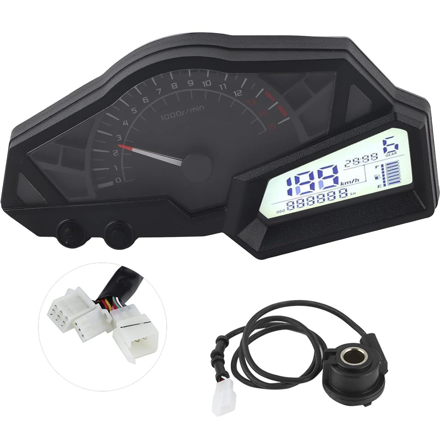 LCD Motorcycle Odometer Speed Fuel Gauge 15000RPM Replacement for NINJA 300/EX300/300SE 1315 2015 300 odometer Motorcycle Tachometer Speedometer
LCD Motorcycle Odometer Speed Fuel Gauge 15000RPM Replacement for NINJA 300/EX300/300SE 1315 2015 300 odometer Motorcycle Tachometer Speedometer