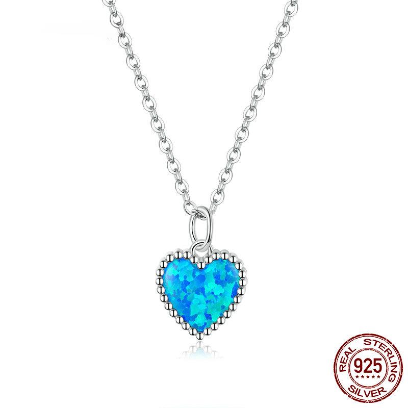Ожерелье с глубоким синим сердечком для женщин, стерлинговое серебро S925, платиновое полупрозрачное опаловое ювелирное изделие класса люкс 
Ожерелье с глубоким синим сердечком для женщин, стерлинговое серебро S925, платиновое полупрозрачное опаловое ювелирное изделие класса люкс