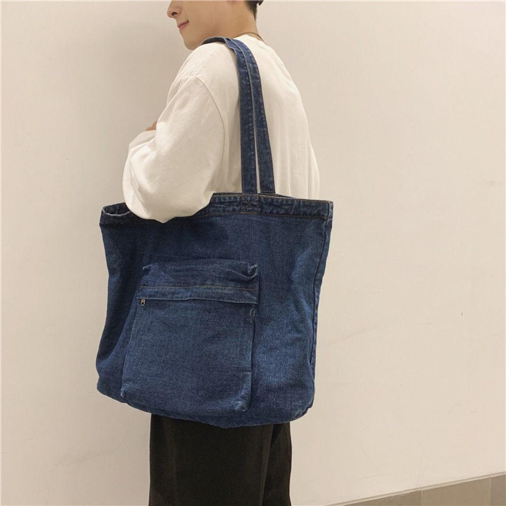 Large Capacity Vintage Handbag Street Style Simple Tote Bag Simple Denim Canvas Bag Students світло-синій колір
Large Capacity Vintage Handbag Street Style Simple Tote Bag Simple Denim Canvas Bag Students світло-синій колір