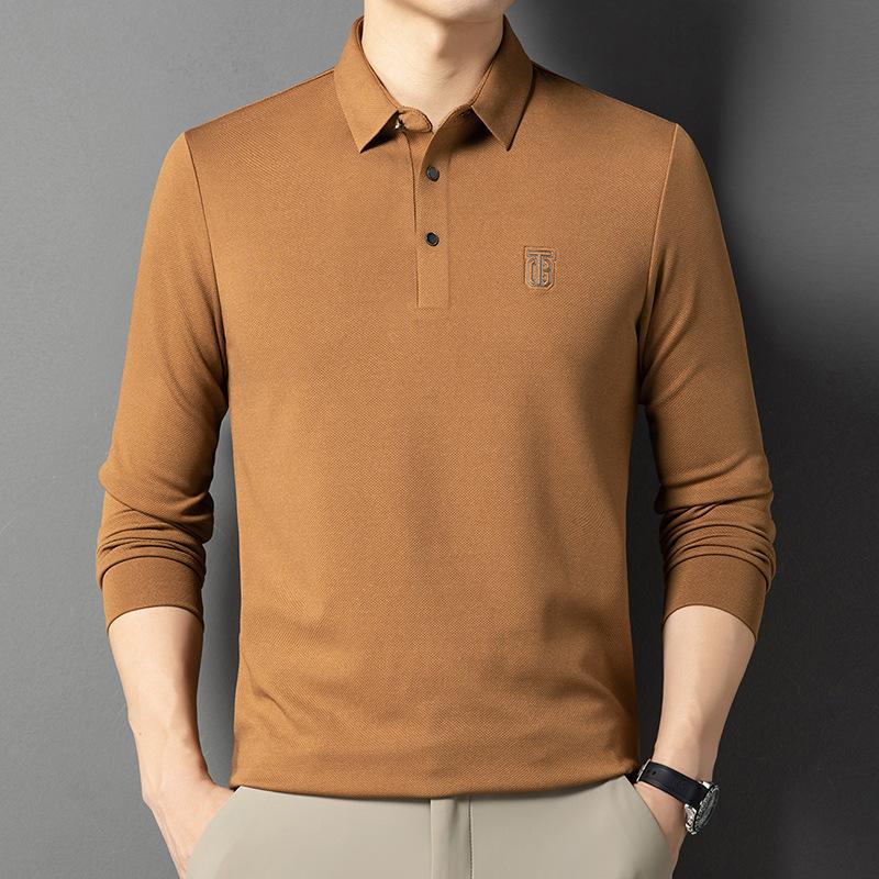 Футболка с длинными рукавами, мужская, весна и осень, новая, простая, универсальная, с принтом, модная, с лацканами, мужская, повседневная, поло 4XL