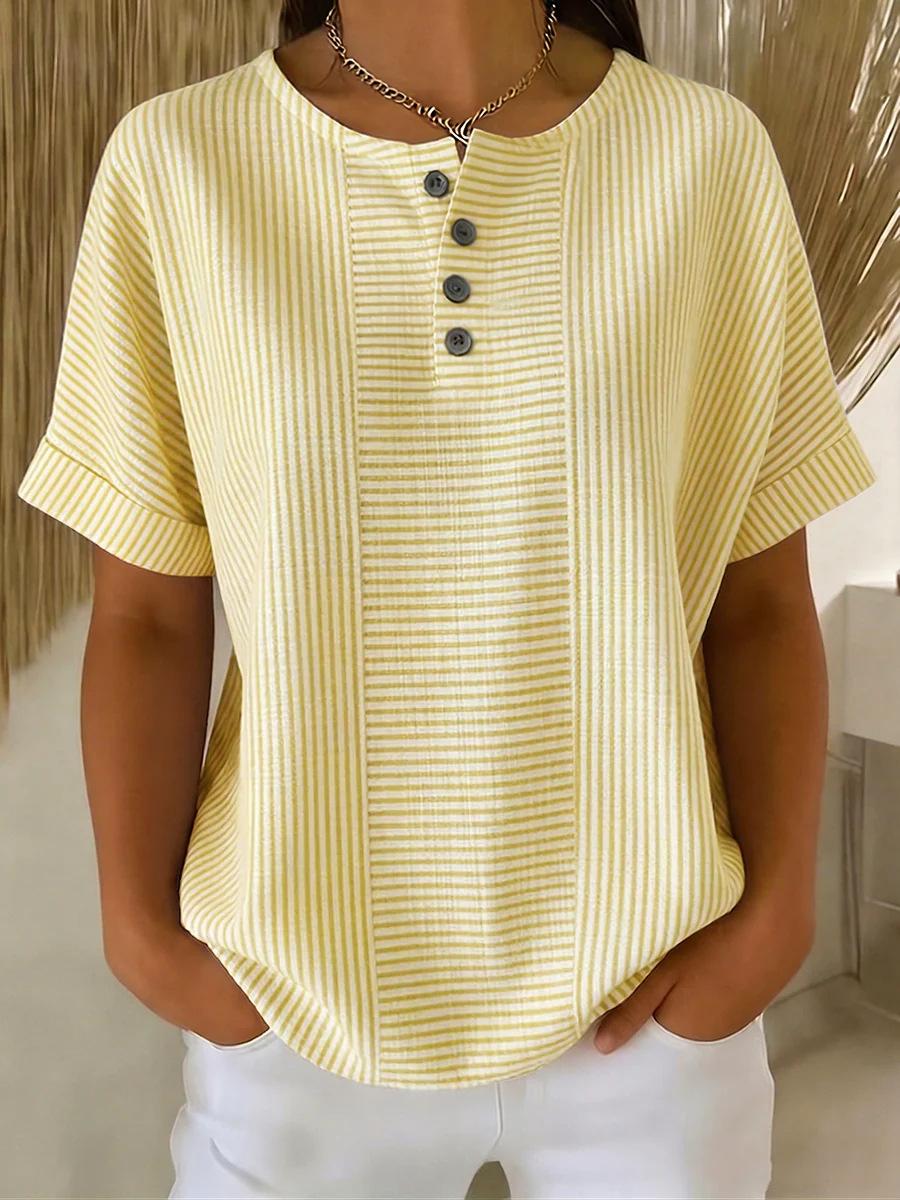 Women s Short Sleeve Striped Shirt with Button Detail and Mixed Pattern 3XL жовтий
Women s Short Sleeve Striped Shirt with Button Detail and Mixed Pattern 3XL жовтий