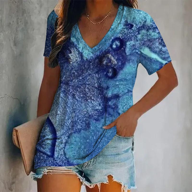 Женская новая футболка с короткими рукавами и V-образным вырезом, цветной принт, короткий рукав, свободный женский топ, дышащая футболка в стиле Y2K L
Женская новая футболка с короткими рукавами и V-образным вырезом, цветной принт, короткий рукав, свободный женский топ, дышащая футболка в стиле Y2K L