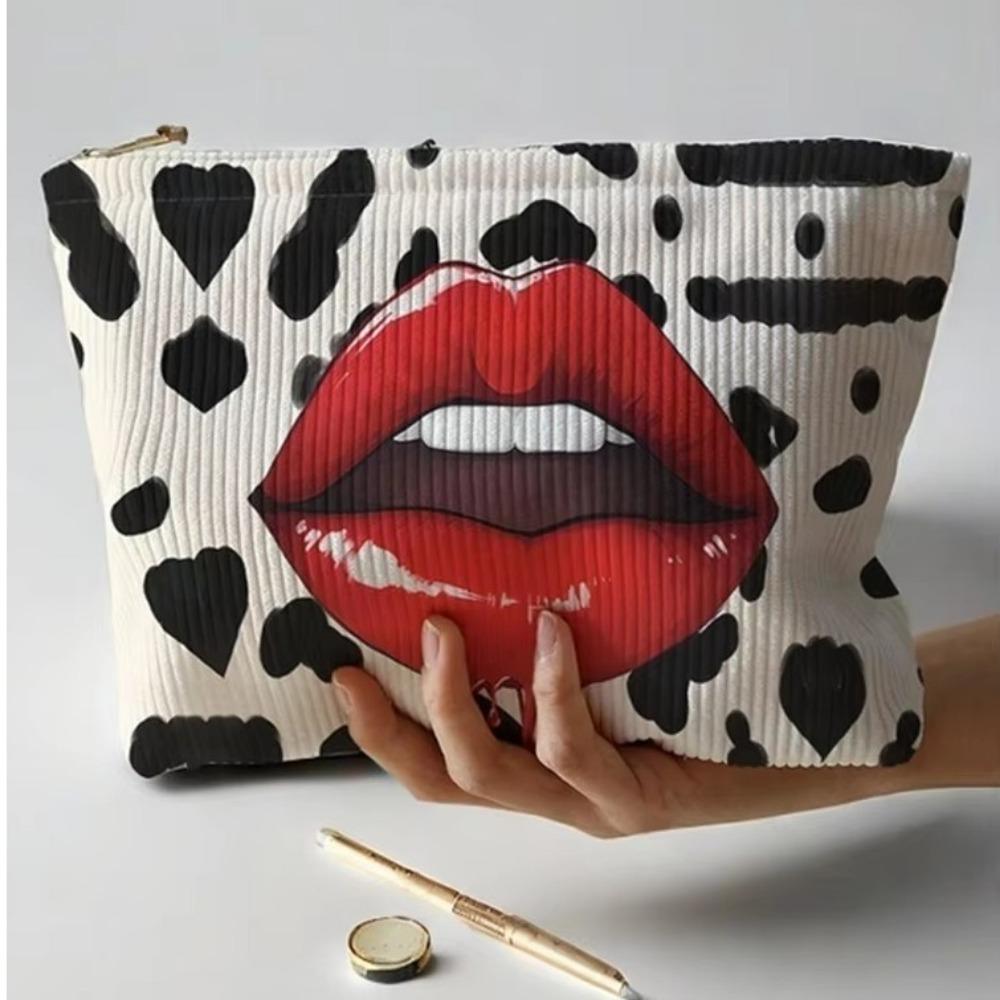 Lip Pattern Printed Makeup Bag with Zipper Lightweight Cosmetic Storage Bag Corduroy Multi-functional Toiletries Organizer білий
Lip Pattern Printed Makeup Bag with Zipper Lightweight Cosmetic Storage Bag Corduroy Multi-functional Toiletries Organizer білий