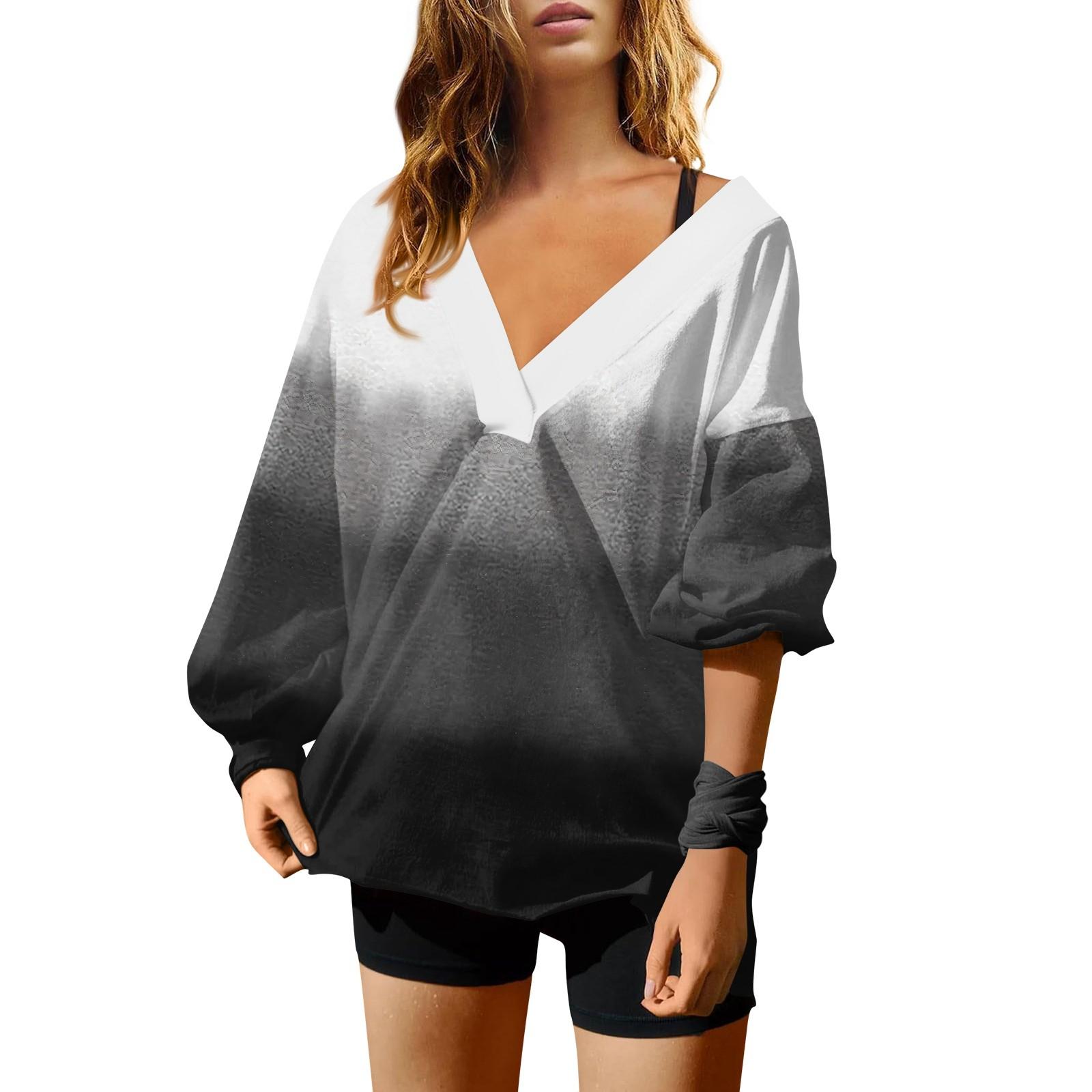 Женская мода градиентный цвет V-образный вырез длинный рукав свободный пуловер свитшот топ L
Женская мода градиентный цвет V-образный вырез длинный рукав свободный пуловер свитшот топ L