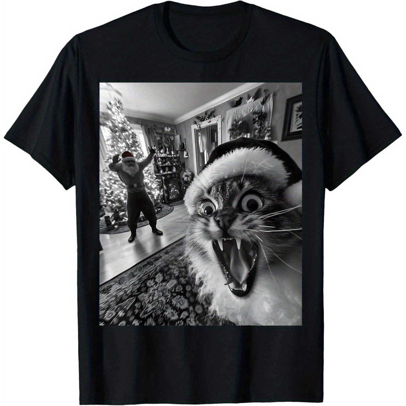 Christmas Cat Selfie T-shirt Humorous T-shirt All Season Pure Cotton Casual Men and Women Suitable Street Wear 4XL
Christmas Cat Selfie T-shirt Humorous T-shirt All Season Pure Cotton Casual Men and Women Suitable Street Wear 4XL