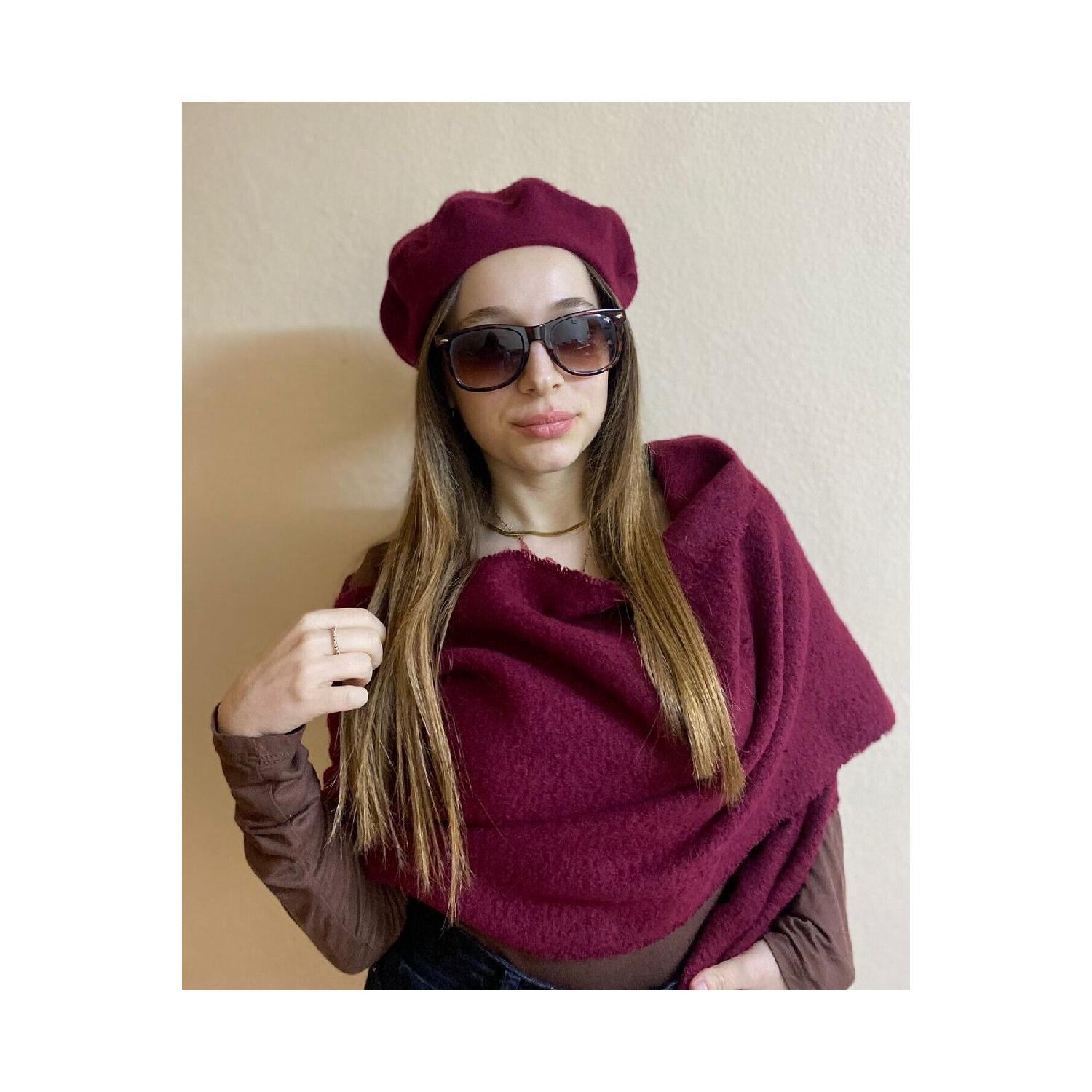 Burgundy French Painter Beret And Boucle Shawl Set - Plain Wide Tassel Scarf - Shoulder Shawl Gift бордовый
Burgundy French Painter Beret And Boucle Shawl Set - Plain Wide Tassel Scarf - Shoulder Shawl Gift бордовый