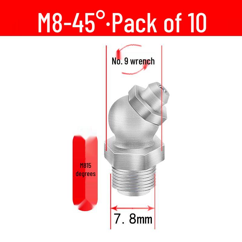 Stainless Steel M8 Grease Nipple Set
Stainless Steel M8 Grease Nipple Set