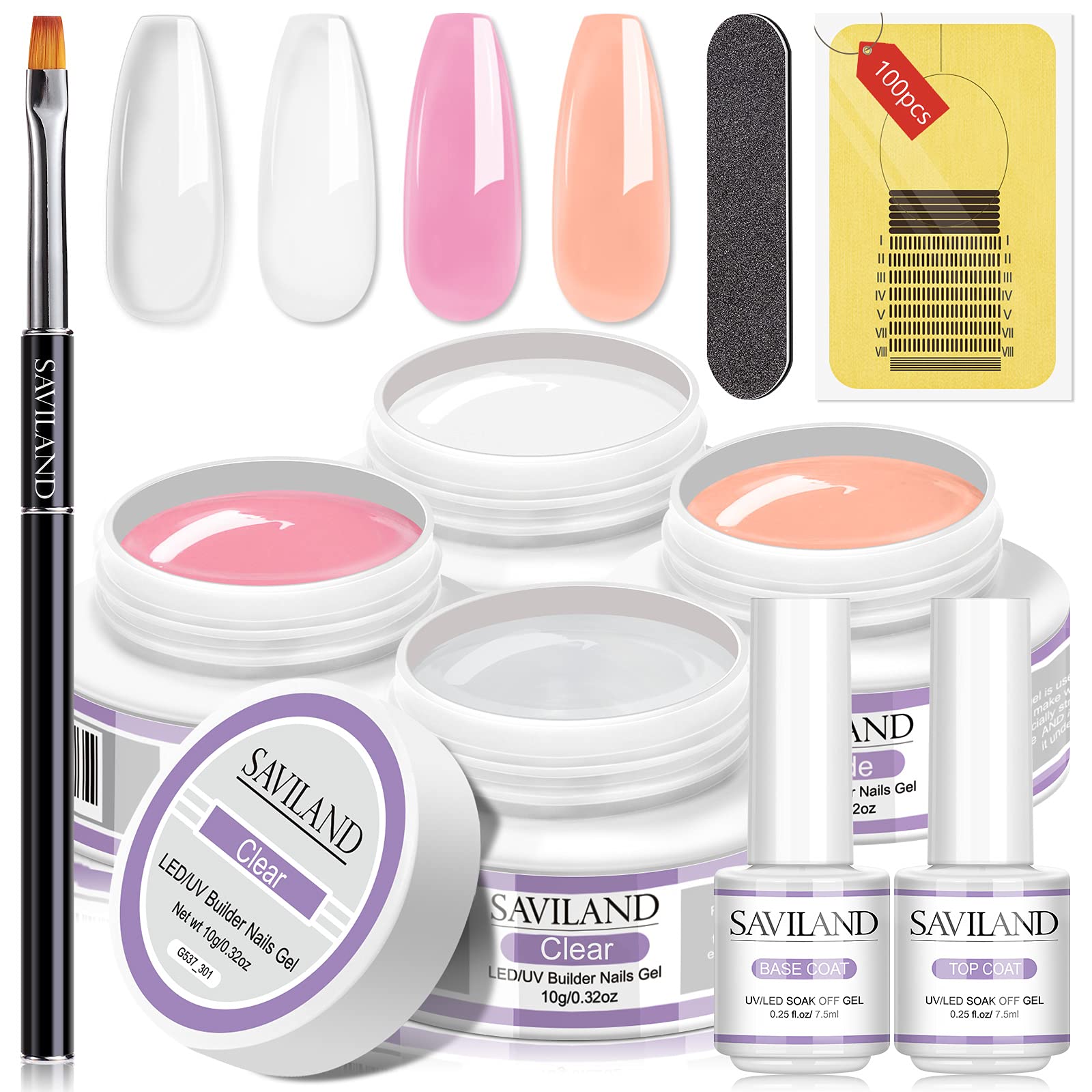 Saviland Clear Gel Kit 4 Colors Nail Extension 100PCS Nail Form Builder Gel Nail Repair Hard Gel for Beginners Pink
Saviland Clear Gel Kit 4 Colors Nail Extension 100PCS Nail Form Builder Gel Nail Repair Hard Gel for Beginners Pink