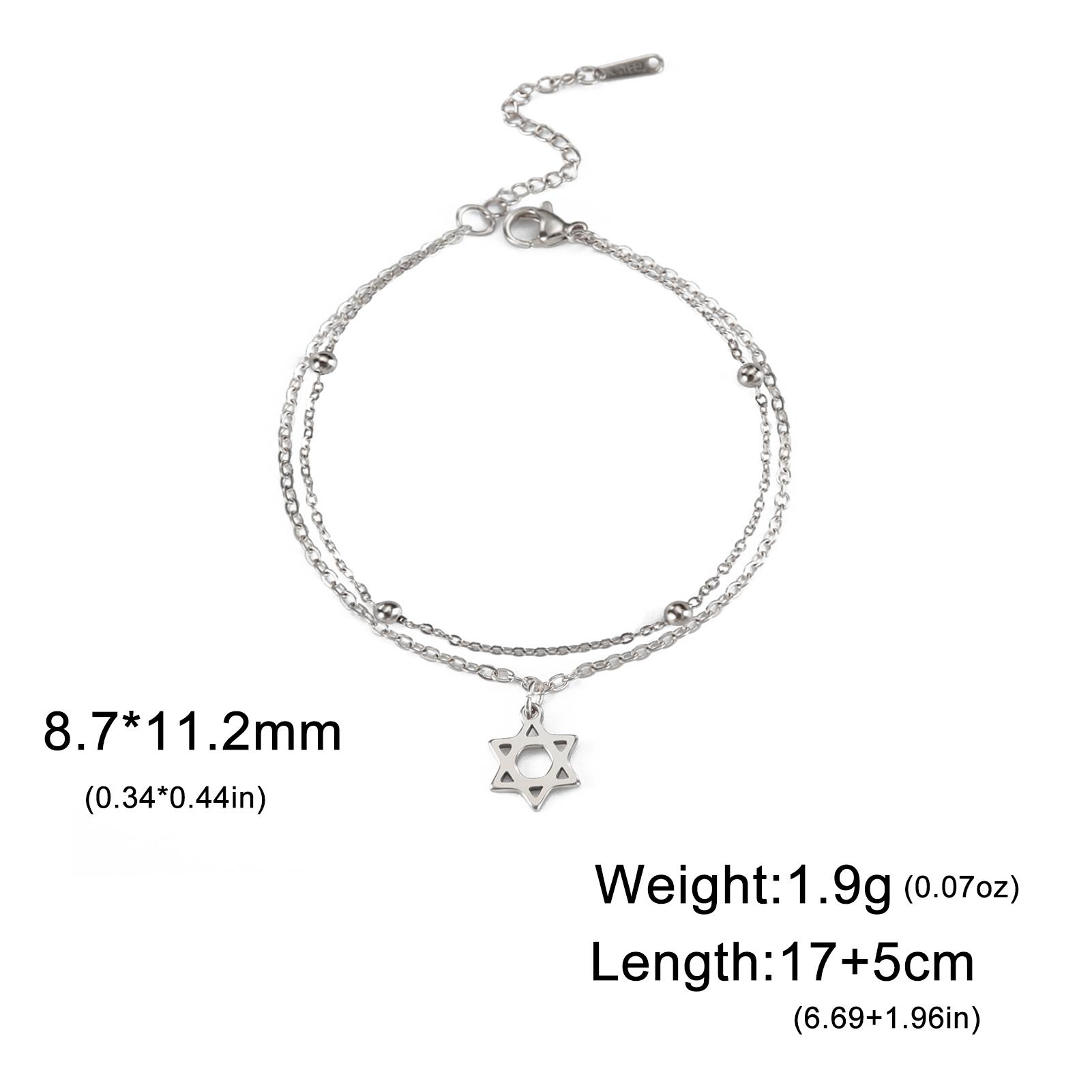 Cazador Je Star of David Bracelets for Women Stainless Steel Double Chain Bracelets Israel Judaism Jewelry Gift Wholesale 17-22cm
Cazador Je Star of David Bracelets for Women Stainless Steel Double Chain Bracelets Israel Judaism Jewelry Gift Wholesale 17-22cm