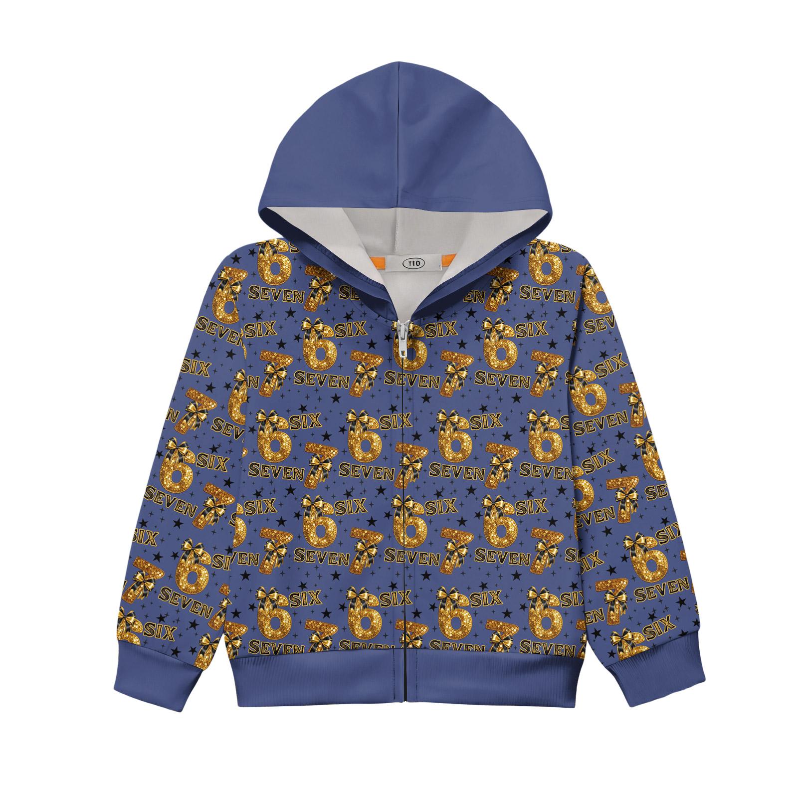 Kids Long Sleeve Loose Fit Hoodie Jacket with Number 67 Pattern Full Zip Front Lightweight Outerwear for Children 160 Темно-синій
Kids Long Sleeve Loose Fit Hoodie Jacket with Number 67 Pattern Full Zip Front Lightweight Outerwear for Children 160 Темно-синій
