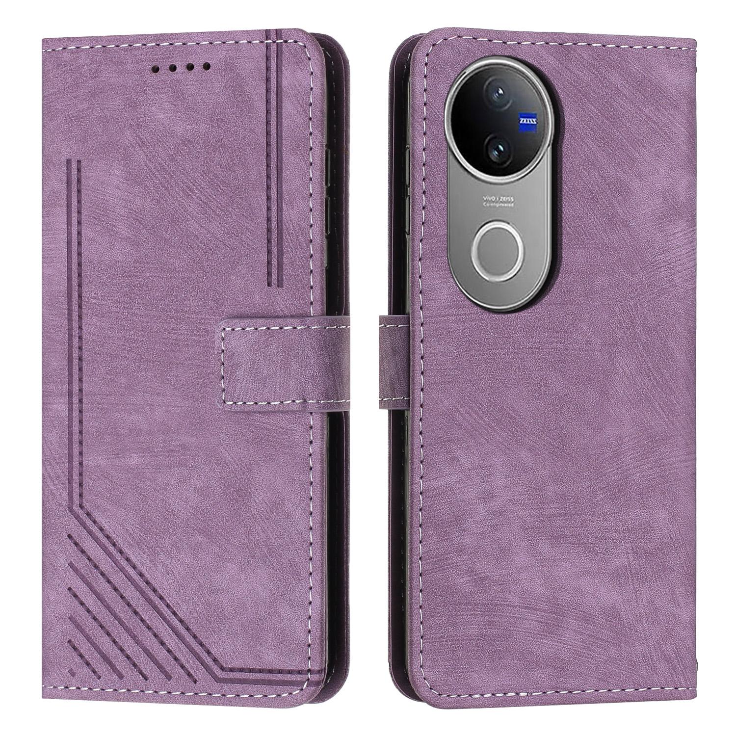 For vivo V50 5G Case Imprinted Lines Leather Phone Cover with Stand Purple
For vivo V50 5G Case Imprinted Lines Leather Phone Cover with Stand Purple