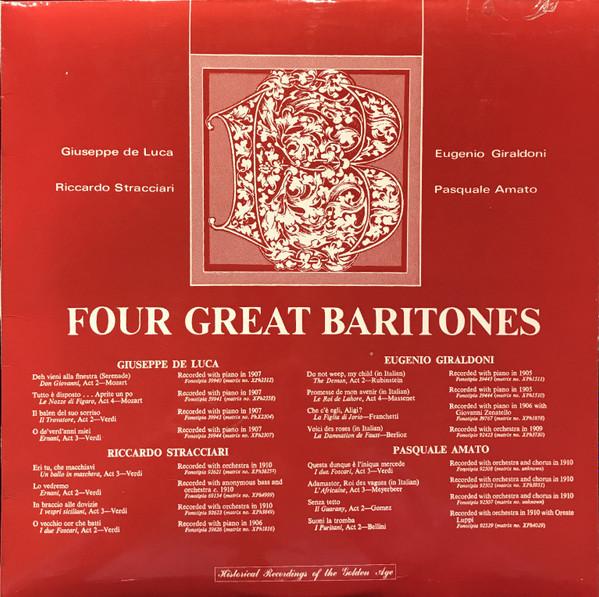 LP Record GIUSEPPE DE LUCA EUGENIO GIRALDON Four Great Baritones SAGA7005 Saga UK Classical Used
LP Record GIUSEPPE DE LUCA EUGENIO GIRALDON Four Great Baritones SAGA7005 Saga UK Classical Used