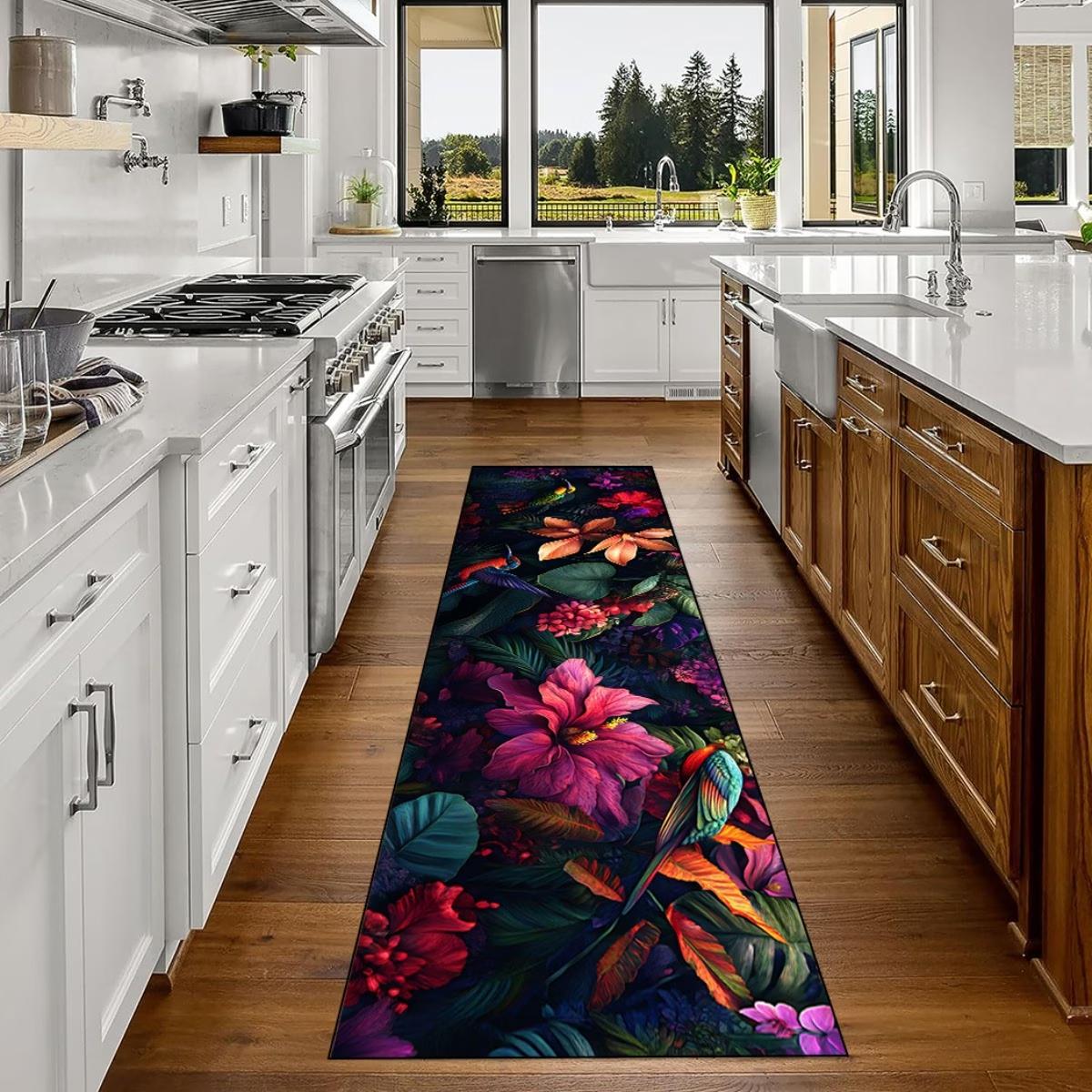 Vibrant Tropical Floral Parrot Runner Rug Hallway Carpet Non Slip Washable Floor Mat Kitchen Rug with Exotic Bird Design 40X120CM
Vibrant Tropical Floral Parrot Runner Rug Hallway Carpet Non Slip Washable Floor Mat Kitchen Rug with Exotic Bird Design 40X120CM