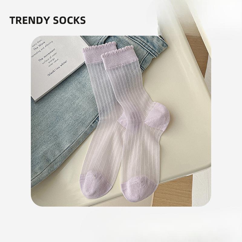 Female Summer Thin Wooden Ear Edge Lace Hollow Mesh Breathable Everything In The Tube Stack Socks 1 pair світло-фіолетового кольору
Female Summer Thin Wooden Ear Edge Lace Hollow Mesh Breathable Everything In The Tube Stack Socks 1 pair світло-фіолетового кольору