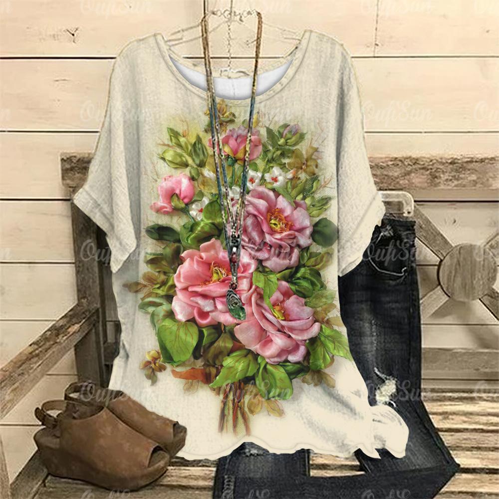 Весенняя женская футболка свободного покроя с элегантным цветочным принтом и круглым вырезом, женская одежда, летняя футболка с коротким рукавом, женский пуловер Harajuku 3XL
Весенняя женская футболка свободного покроя с элегантным цветочным принтом и круглым вырезом, женская одежда, летняя футболка с коротким рукавом, женский пуловер Harajuku 3XL