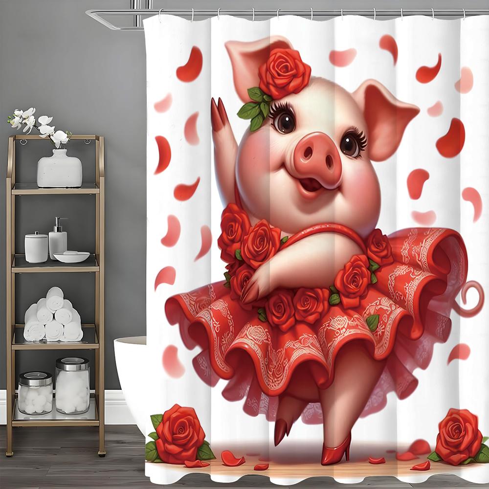 Dancing Piggy Rose Red Dress Petal Shower Curtain, Bathroom Decorative Shower Curtain, Waterproof Shower Curtain with Hooks 90*180cm
Dancing Piggy Rose Red Dress Petal Shower Curtain, Bathroom Decorative Shower Curtain, Waterproof Shower Curtain with Hooks 90*180cm